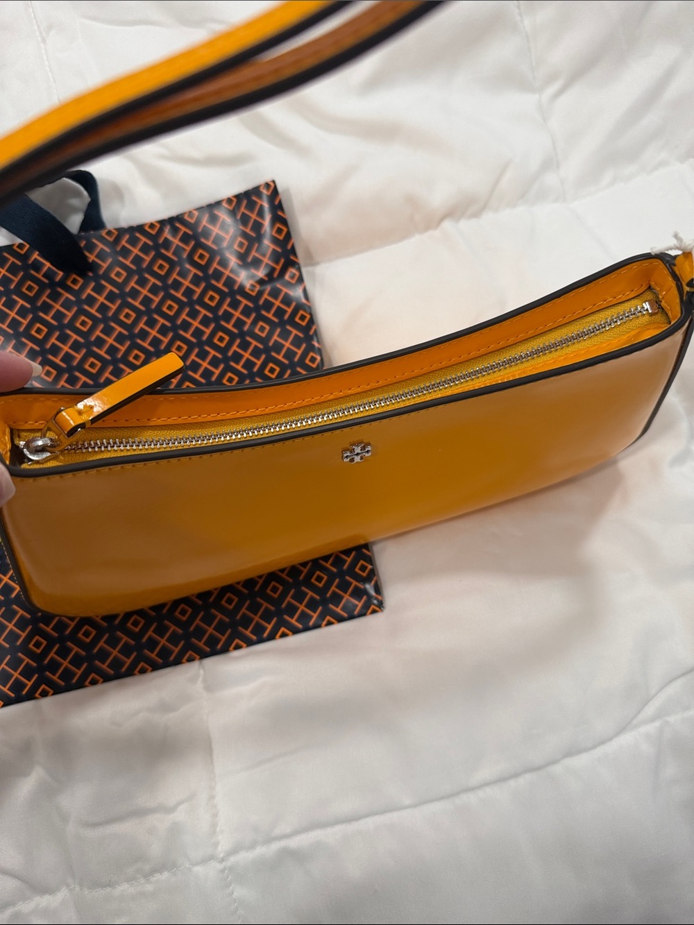 Tory Burch Handbag + Wallet + Card Case In Bright Squash - New - Picture 4 of 14